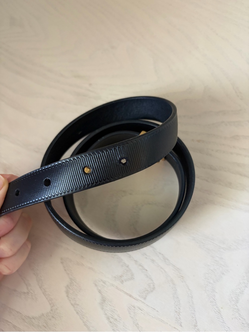 Louis Vuitton Authentic Black Leather Bracelet with Gold LV Logo 35 inch - Picture 2 of 3